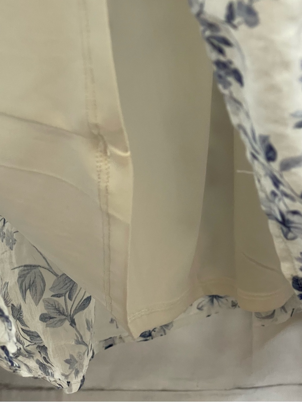 Boho Chic CottageCore Feminine Women's White Blue Floral Tiered Maxi Skirt XL - Picture 12 of 15